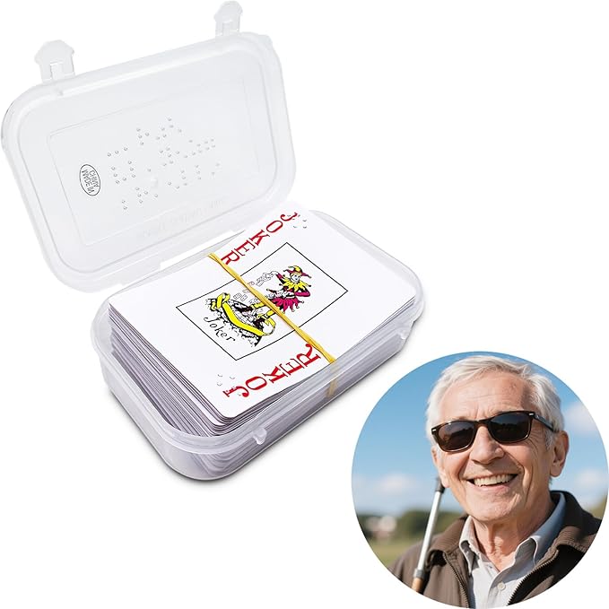 Braille Playing Cards,Large Print Tactile Poker Cards for Blind People, Braille Poker with Large Print & Raised Dots for Seniors & Visually Impaired