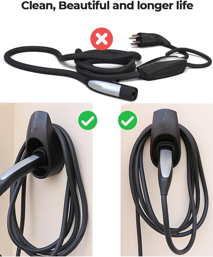 BMZX for Tesla Charger Holder Charging Cable Organizer with Charger Slot for Tesla Motors Wall Mount Connector Bracket Adapter Fit for Model 3/Y/S/X
