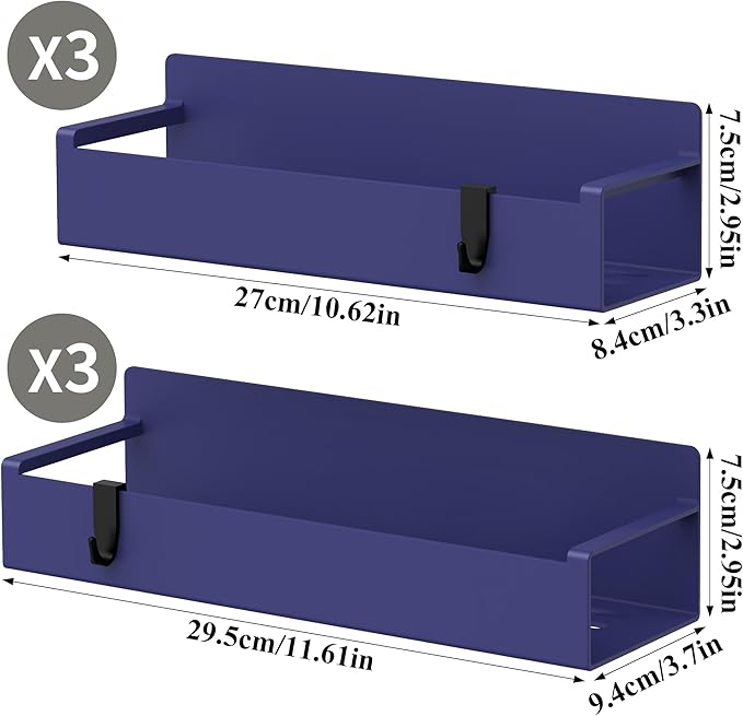 6 Pack Magnetic Spice Rack Organizer for Refrigerator and Oven, Dark Blue Fridge Organizers and Storage for Kitchen