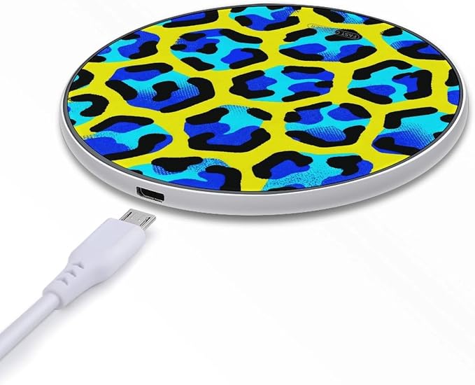 Blue Leopard Stripe Wireless Charger Fast Charging Pad | Anti-Slip Qi Certified Wireless Charging Pad for All Phones with Wireless Charging Function for Home Office Travel
