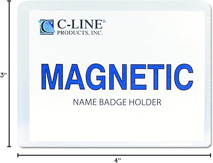 C-Line Magnetic Name Badge Holder Kit, Horizontal, 4w X 3h, Clear, 20/Box