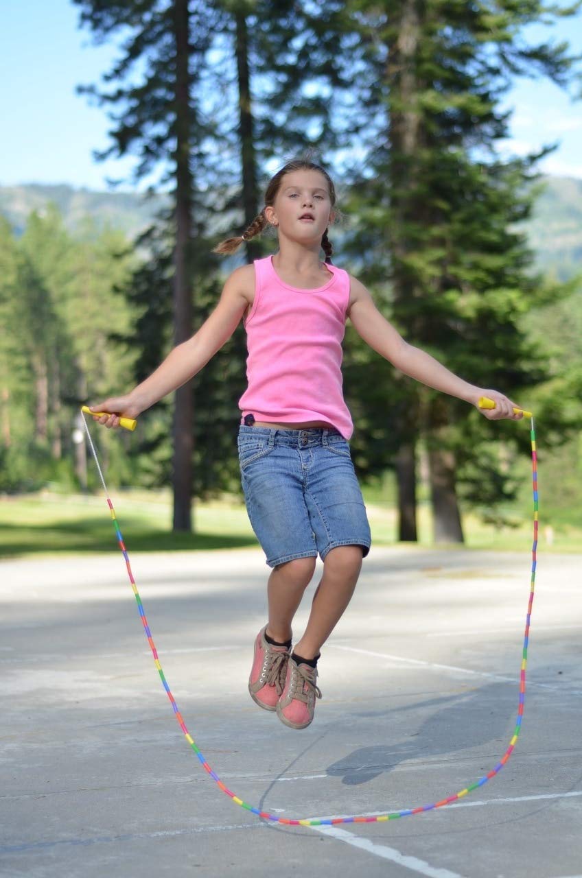 Elite Jumps Beaded Kids Jump Rope, Adjustable, Rainbow, 7 ft
