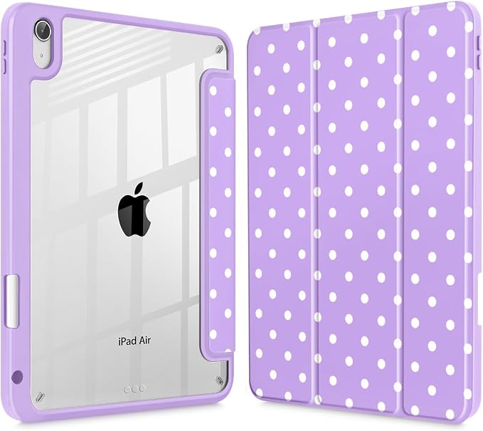 Tuiklol Case for iPad Air 11 Inch M4 2026 / Air 11 Inch M3 2025 / Air 11 Inch M2 2024 / iPad Air 10.9 Inch 2022 2020 Buit in Pencil Holder with Shockproof Cover Clear Transparent Back Black Flower