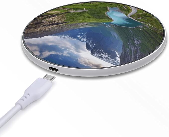 Norwegian Fjords Wireless Charger Fast Charging Pad | Anti-Slip Qi Certified Wireless Charging Pad for All Phones with Wireless Charging Function for Home Office Travel