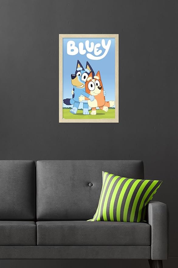 Bluey - Hug Wall Poster, 22.4L" x 14.7W", Blonde Framed Version