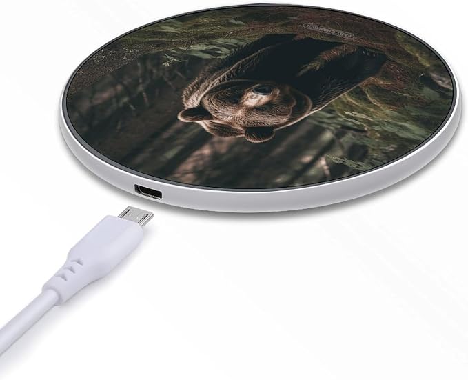 Bear in Tree Wireless Charger Portable 10W Fast Wireless Charging Pad Compatible with Phone Ultra-Thin Charging Station Lightweight Charger Mat for Travel Home Office Desk