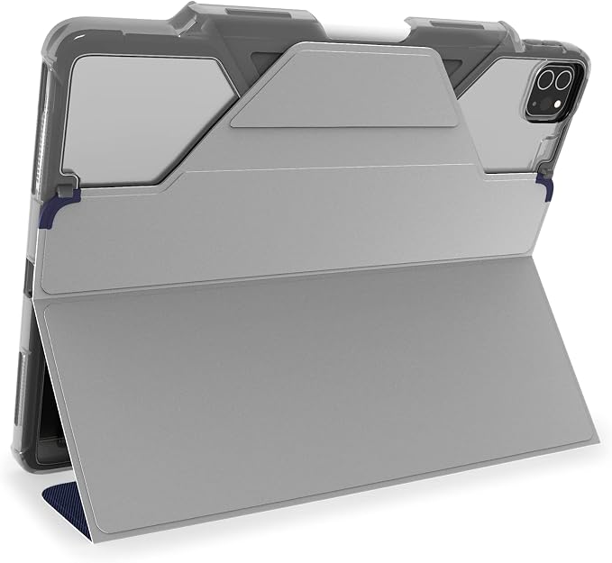 STM Dux Plus for iPad Pro 12.9 (3rd-6th Gen): Ultra Protective Lightweight with Clear Back Apple Pencil Holder Battery Saving On/Off Cover - Black