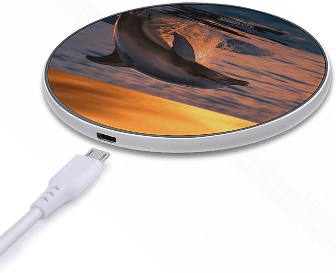 Dusk Dolphin Wireless Charger Fast Charging Pad | Anti-Slip Qi Certified Wireless Charging Pad for All Phones with Wireless Charging Function for Home Office Travel
