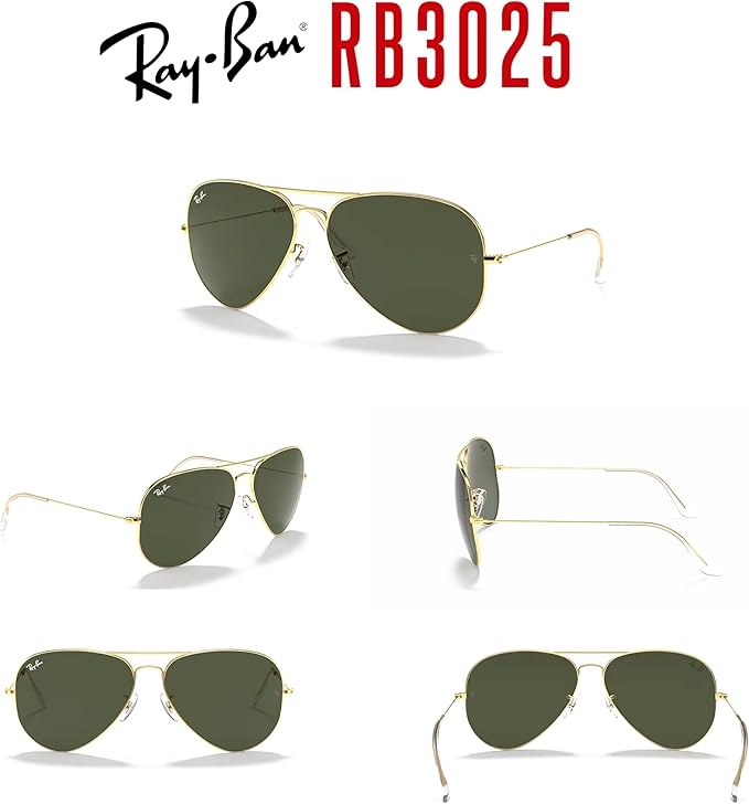 Ray-Ban RB3025 Metal Aviator Sunglasses For Men For Women +BUNDLE with ACCESSORY EYEWEAR KIT