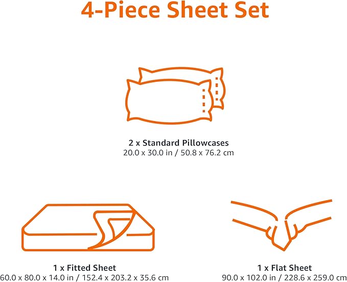 Amazon Basics Lightweight Super Soft, Comfortable Easy Care Microfiber 4 Piece Bed Sheet Set with 14-Inch Deep Pockets, Queen, Plum, Solid