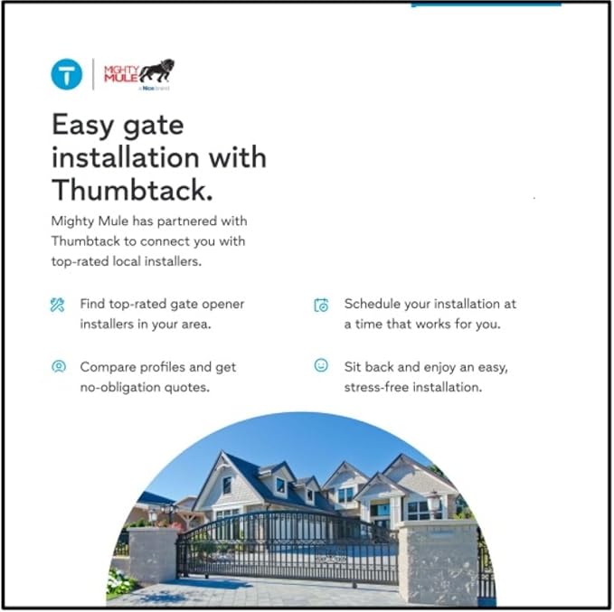 Mighty Mule MM572W HD Dual Arm Gate Openers 12 V Wireless AC/Battery Powered Automatic Gate Opener