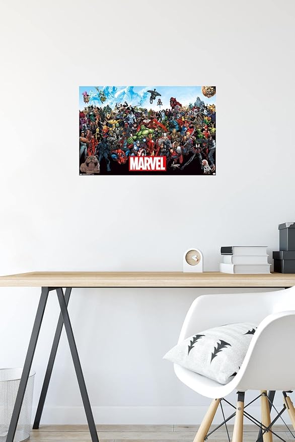Marvel Comics The Marvel Lineup Wall Poster, 22.4L" x 14.7W", Premium Poster & Mount Bundle