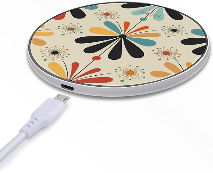 Retro Modern Wireless Charger Fast Charging Pad | Anti-Slip Qi Certified Wireless Charging Pad for All Phones with Wireless Charging Function for Home Office Travel