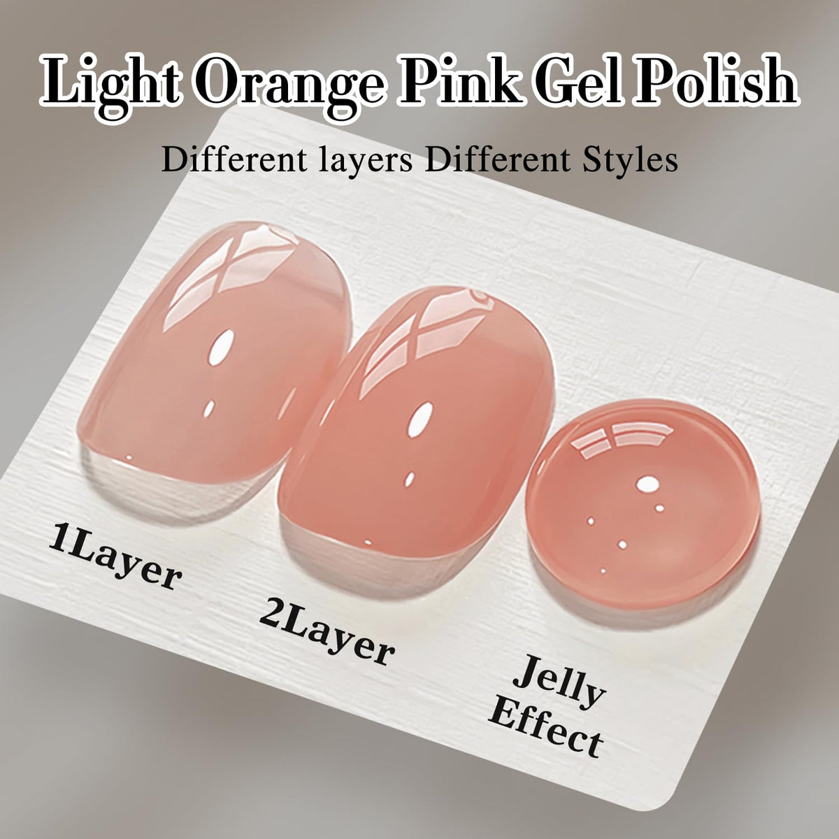 Double Rhythm 0.50 OZ Translucent Gel Polish Same Color Same Bottle Sheer Pastel Neutral Natural Milky 15 ML Jelly UV Nail Art DIY at Home (Light Orange Pink-A1497)