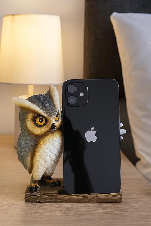 The Bridge Collection Unique Owl Cell Phone Holder - Animal Decor | Hand-Painted Bird with Wing Cell Phone Holder for Night Stand or Lodge & Cabin Decor