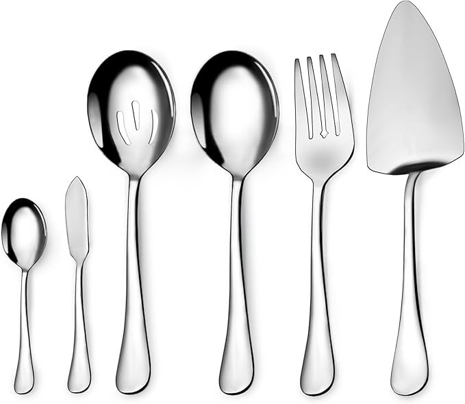 Serving Utensil Set,10 piece Serving Utensil with Serving Spoons,Serving Forks,Serving Tongs Soup Ladle and Pie Server Buffet Catering Serving Utensils,Dishwasher Safe (5.5-11.2Inch-Serving Set-10pcs)