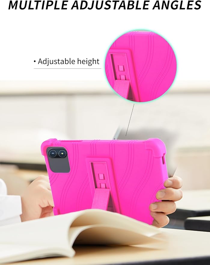 Case for Zuleisy E8A Android 15 Tablet 8.7 inch,WUNIAK Shock Proof Lightweight Stand Rubber Shell Protective CoverKids Friendly Soft Silicone Adjustable Stand CoverBlack