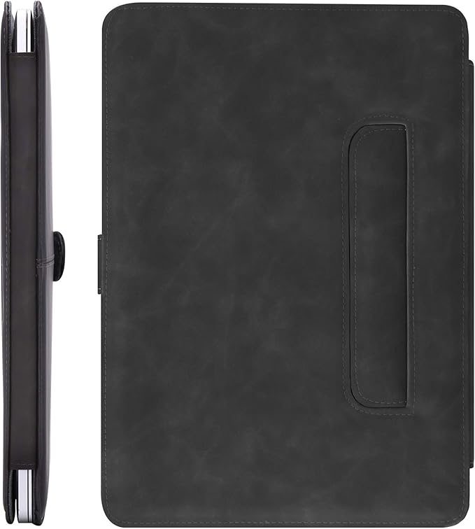 MOSISO Case Compatible with MacBook Air 13.6 inch M4 M3 M2 2025-2022 /Air 13 M1 2022-2018 /Pro 13 inch M2 M1 2025-2016, PU Leather Portfolio Protective Stand Cover, Space Gray
