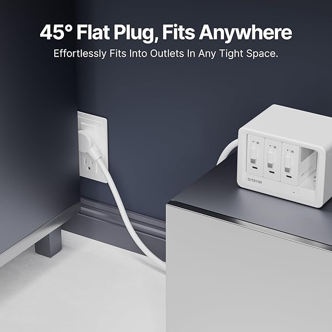 11-in-1 Desktop Charging Station with 3 Retractable Wall Chargers, 40W USB-C Power Strip with 5 AC, 3 USB C, 3 Type-C 31.5in Cables, Extension Cord with 1020J Surge Protection for Home Office
