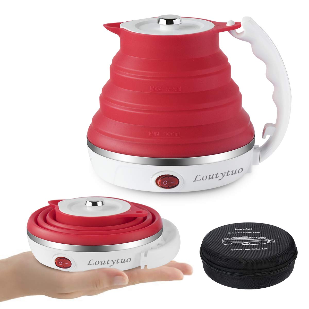 Food Grade Silicone Portable Collapsible Electric Travel Kettle (Blue)