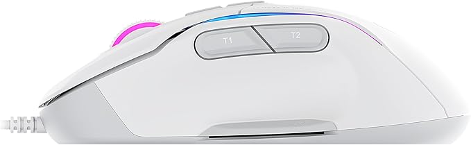Turtle Beach Kone II Wired RGB Gaming Mouse, 26000 DPI Optical Sensor, 100M Click Life Optical Switches, 23 Customizable Inputs, Ergonomic Design, 4D Scroll Wheel, Pure PTFE Glides – Arctic White