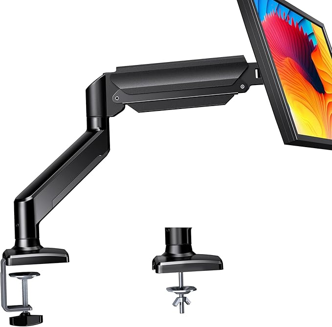 ErGear Single Monitor Arm for 13-36 inch Screens, Adjustable Gas Spring Monitor Mount Holds up to 22 lbs, Computer Monitor Stand with VESA Mount, C-Clamp & Grommet Base, Max VESA 100x100mm