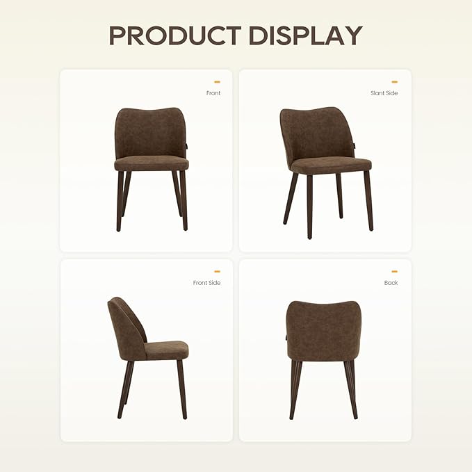 Wooden Dining Chairs Set of 4, Upholstered Kitchen Dining Room Chair, Modern Fabric Farmhouse Dinner Chair for Restaurant & Cafe, Dark Brown