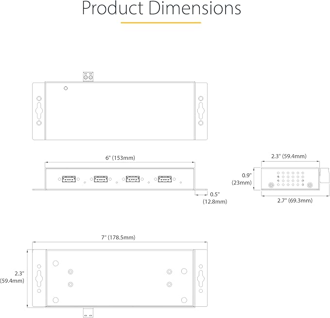 StarTech.com 4-Port Industrial USB 3.0 5Gbps Hub, Rugged USB Hub with ESD Protection, DIN/Wall/Desk Mountable USB-A Hub, USB Expander w/Locking Ports, Heavy Duty - TAA
