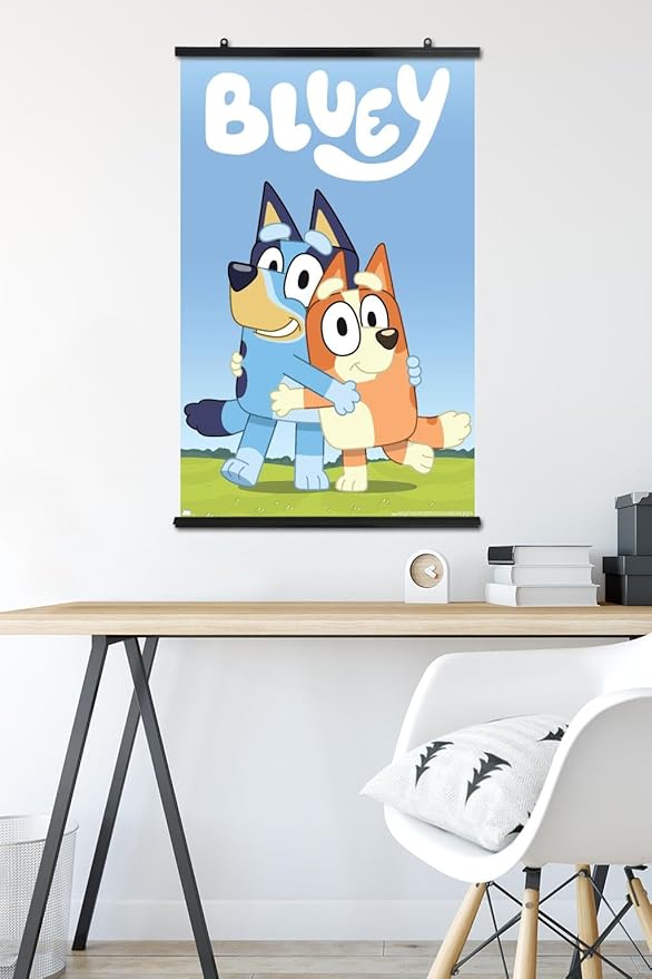 Bluey - Hug Wall Poster, 34L" x 22.4W", Poster & Clip Bundle