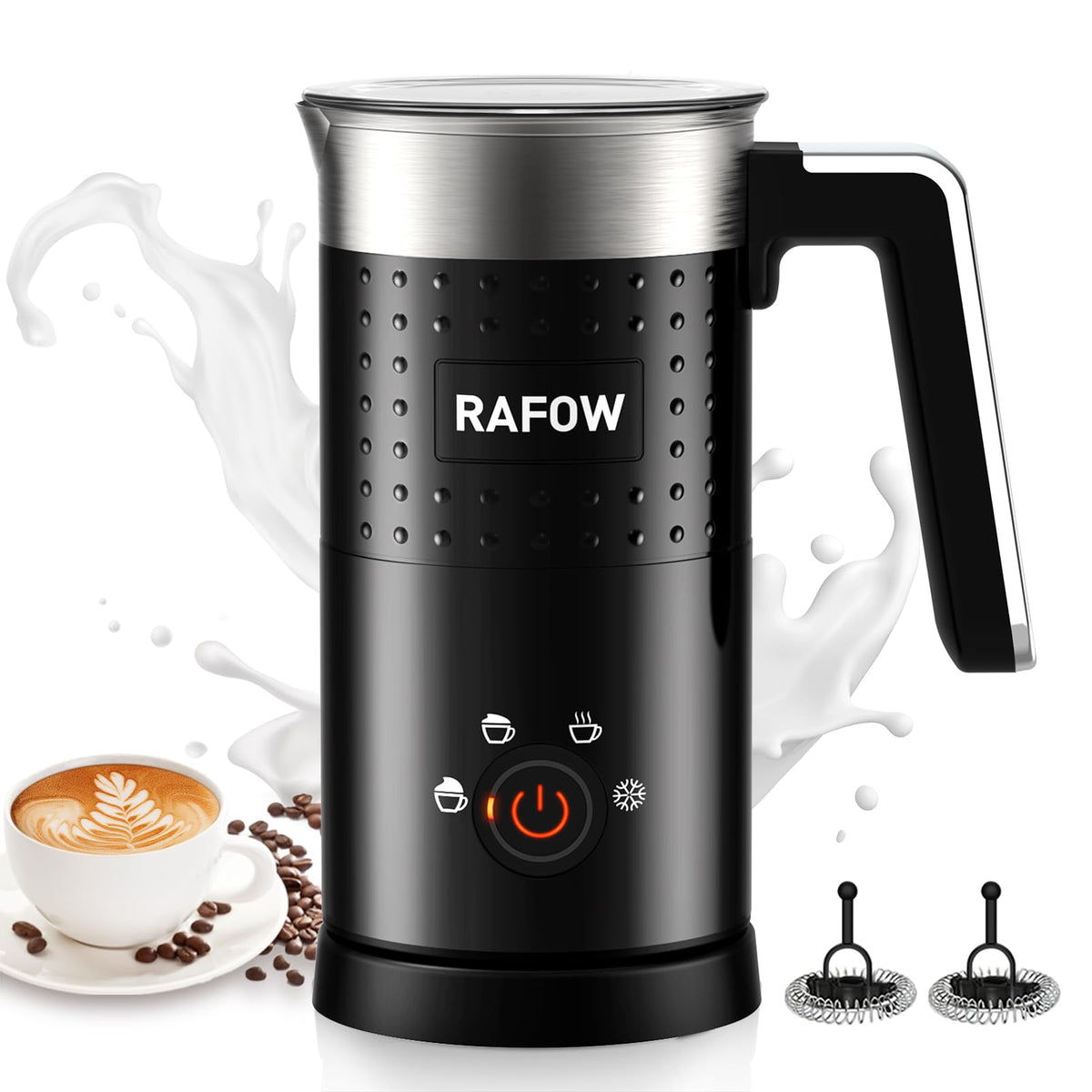 4 in 1 Electric Milk Frother: 10oz/350 mL Large Capacity Electric Milk Steamer for Hot and Cold Milk Froth - Automatic Milk Frother & Warmer for Latte, Cappuccinos, Macchiato, Hot Chocolate