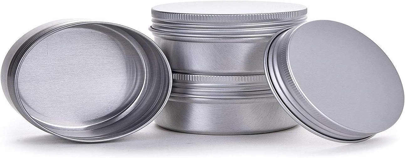 1 Ounce Aluminum Tin Jar Refillable Containers 30 ml Aluminum Screw Lid Round Tin Container Bottle 50 Pack for Cosmetic,Lip Balm, Cream