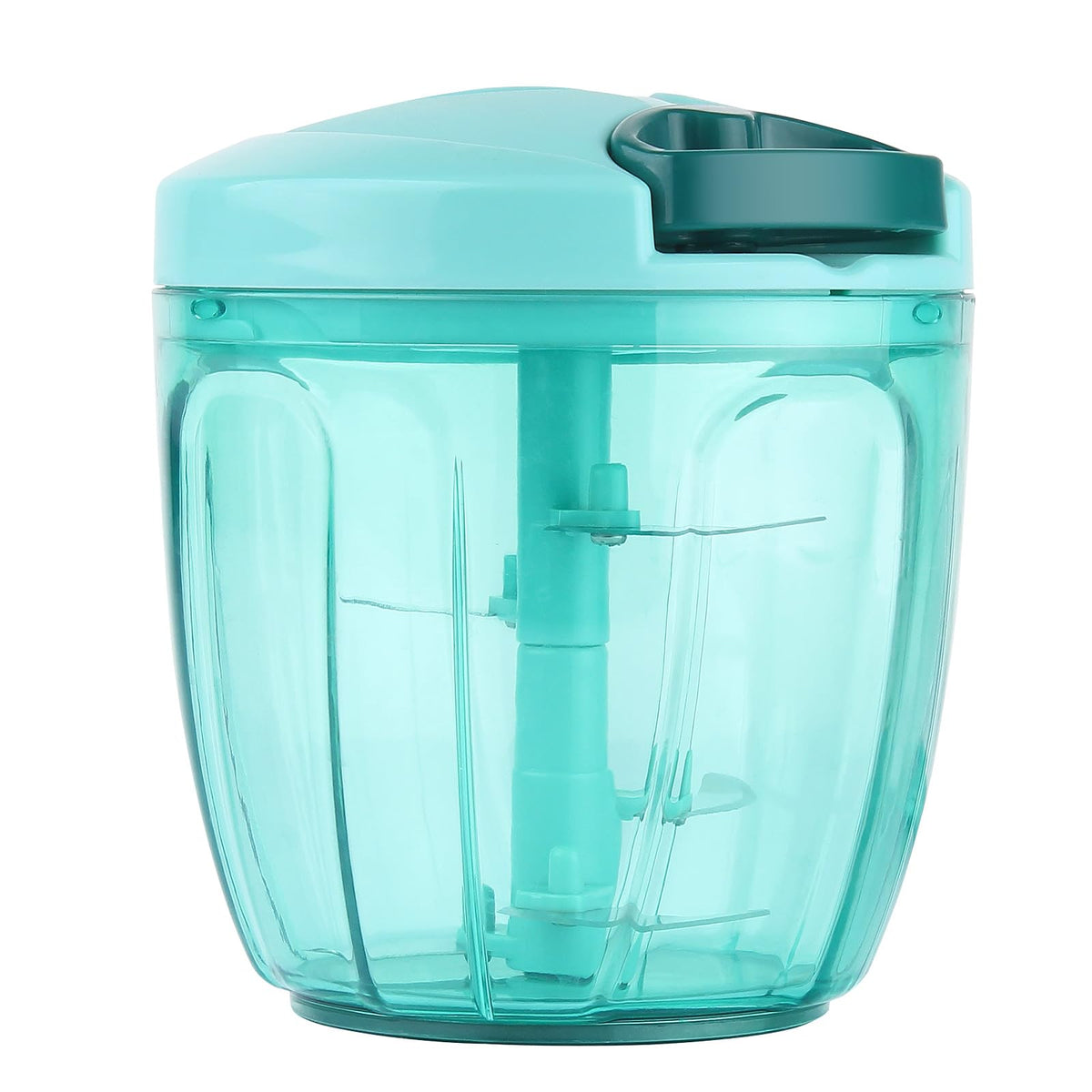 Ourokhome Manual Food Processor Vegetable Chopper, Portable Hand Pull String Garlic Mincer Onion Cutter for Veggies, Ginger, Fruits, Nuts, Herbs, etc., 500ml, Blue
