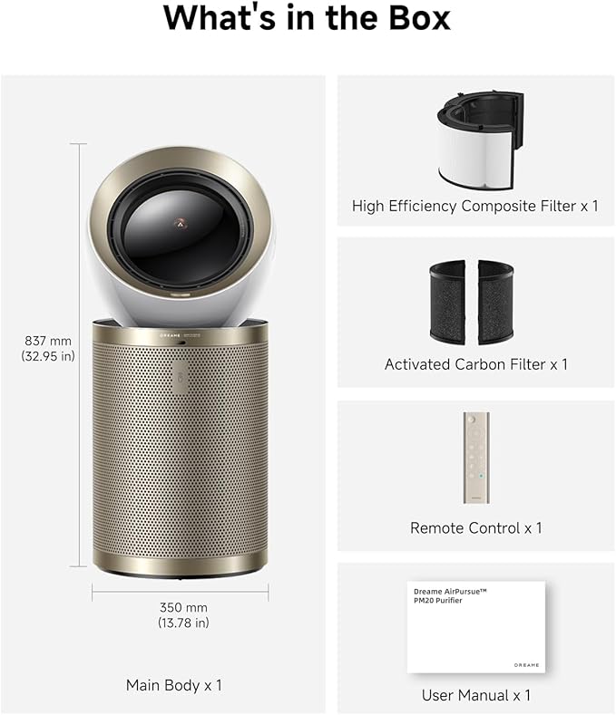 Dreame Smart Air Purifier PM10 for Home Large Room, Cleans 7, 534 ft² in One