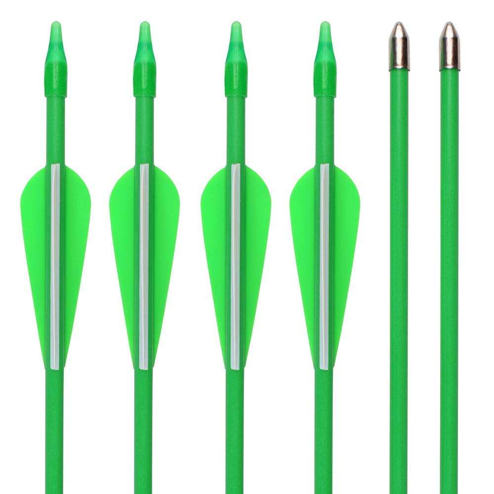 GPP 12 PK 28 Fiberglass Archery Target Arrows - Practice Arrow or Youth Arrow for Recurve Bow, Green