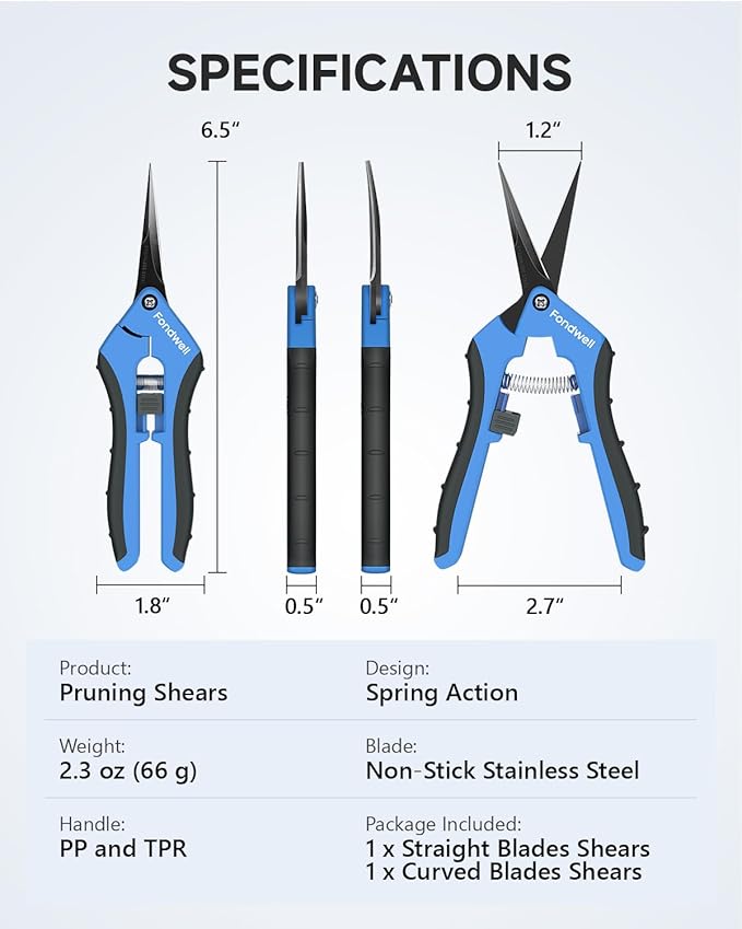 Fondwell 2-Pack 6.5" Precision Trimming Scissors Pruning Shears Garden Snip