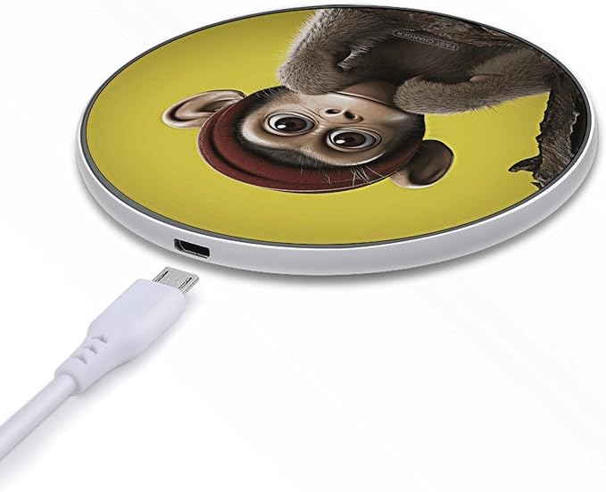 Curious Monkey Wireless Charger Fast Charging Pad | Anti-Slip Qi Certified Wireless Charging Pad for All Phones with Wireless Charging Function for Home Office Travel