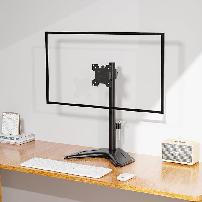 MOUNT PRO Single Monitor Stands Fits 13-32 inch/17.6 lbs Screen, Free-Standing Computer Monitor Mount for Desk, Display Standing with Adjustable Height/Tilt/Swivel/Rotation, VESA 75x75 100x100