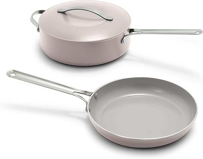 GreenPan Nova 10” Frying Pan Skillet and 4.37QT Sauté Pan with Lid, Oprah’s Favorite Things 2024, PFAS-Free Ceramic Nonstick, Induction Suitable, Sear, Fry, Broil, Dishwasher & Oven Safe, Clay