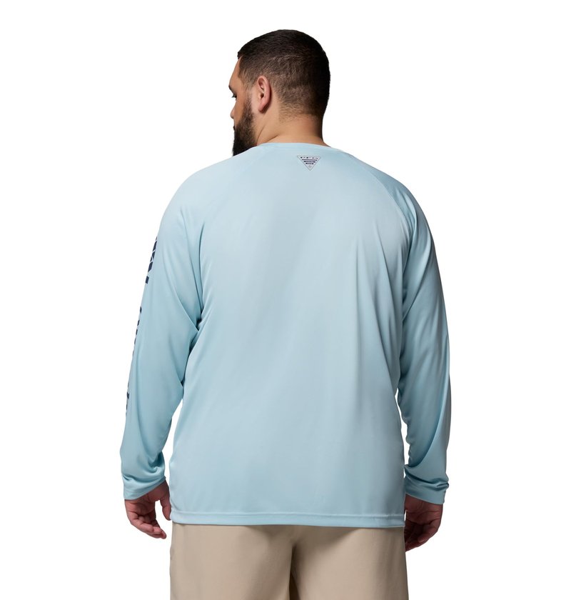 Columbia Men's PFG Terminal Tackle Long Sleeve Fishing Shirt, Marine Light/Nocturnal Logo, Small