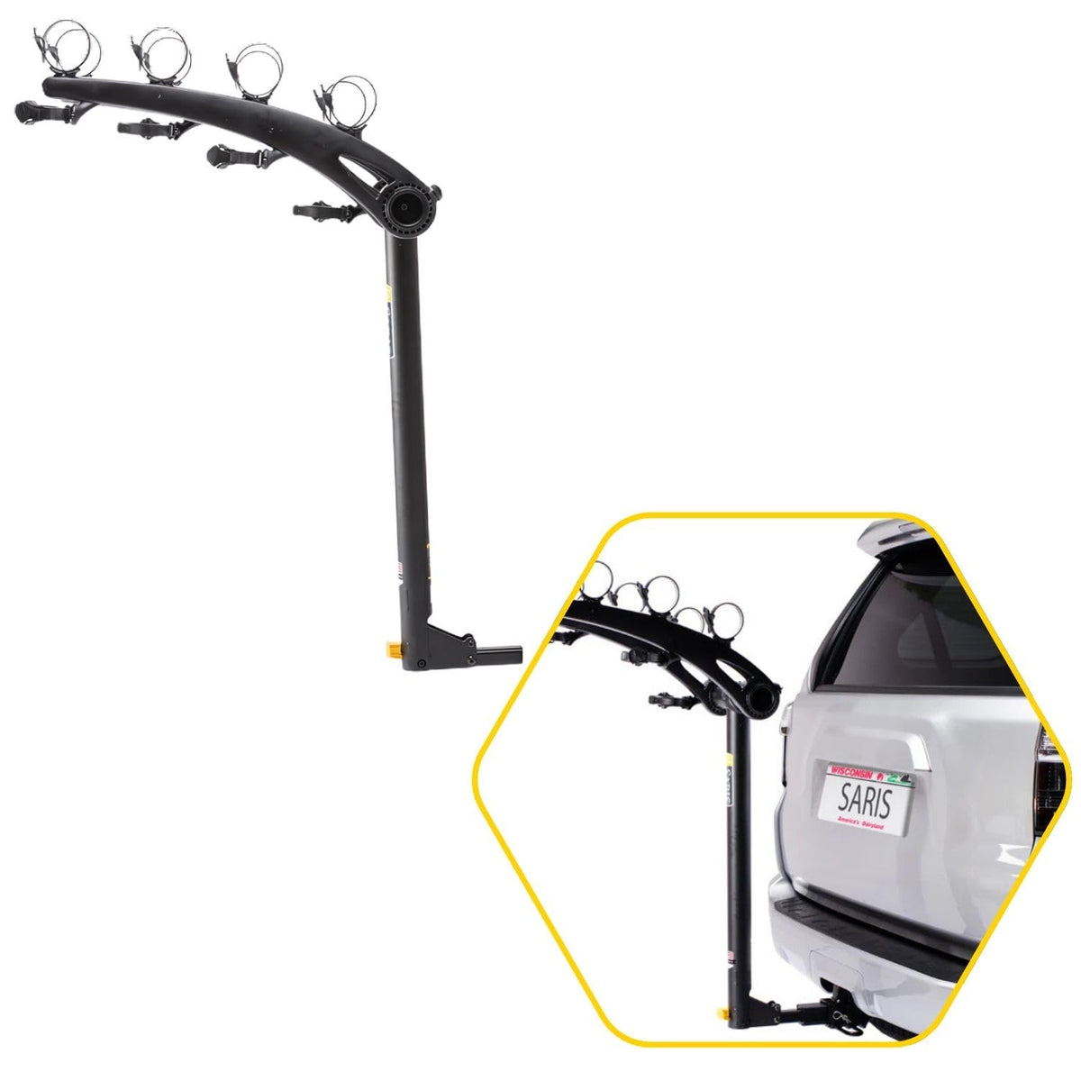 Saris Bones 4-Bike Hitch Rack Bicycle Carrier, with Easy Fold Design and Tilting Base