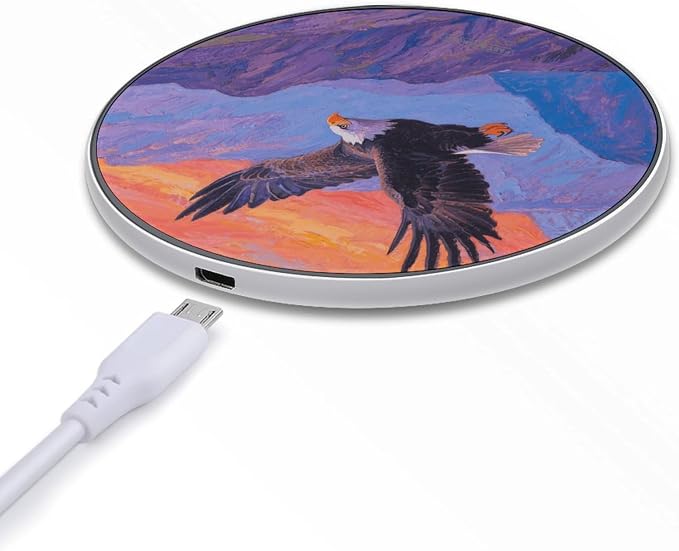 Eagle Mountain Pattern Wireless Charger with Aluminum Alloy Frame Qi Certified Fast Wireless Charging Pad 10W Charging Station Portable Phone Charger for All Wireless Charging Phone