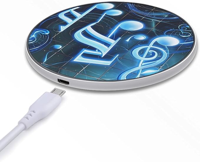 Blue Musical Notes Wireless Charger 10W Portable Fast Wireless Charging Pad Compatible with Phone Slim Charging Station Lightweight Charger Mat Charging Block for Travel Home Office