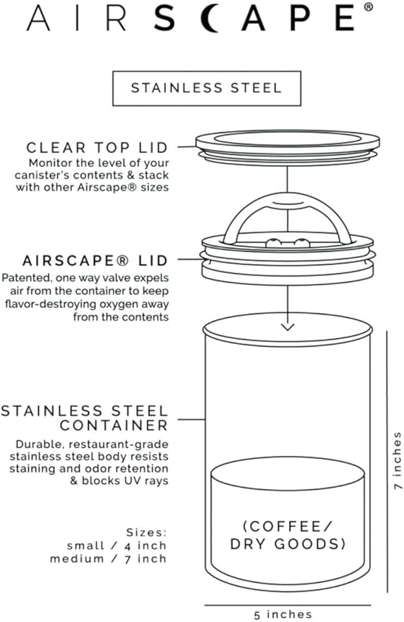 AirScape by Planetary Design | Airless Coffee Storage | 500g | Matte Black