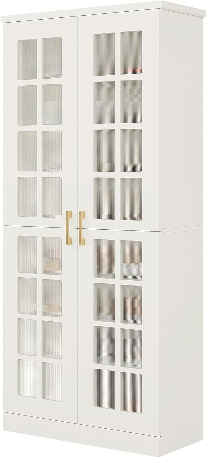 Tribesigns Tall Shoe Cabinet Set of 2, 8-Tier Shoe Storage with Adjustable Shelves, Modern Shoe Organizer Shoe Rack Cabinet for Entryway, Hallway, Closet, Living Room, White