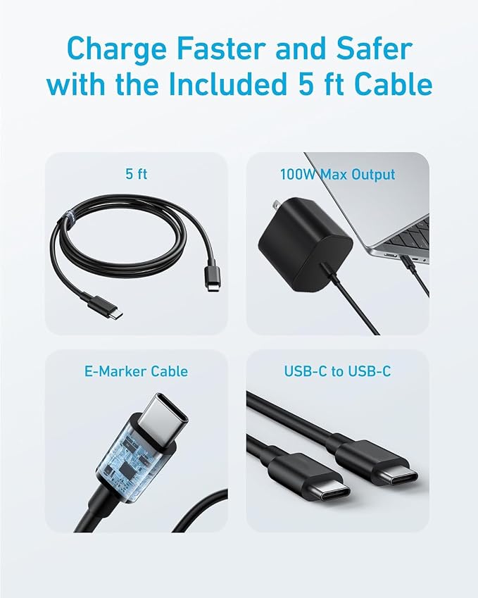 Switch 2 Charger - 20V 3A 60W Replacement Fast Charging Power Adapter Accessories with 5FT USB C Cable Original IC Module for Switch OLED Lite Steam Deck