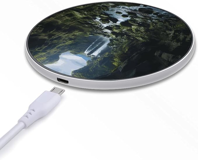 Waterfall Cliff Wireless Charger 10W Fast Charging Pad Anti-Slip Qi Certified Wireless Charging Pad Charging Station Portable Phone Charger for All Wireless Charging Smartphone
