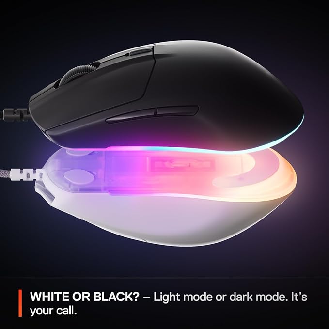 SteelSeries Rival 3 Gen 2 Gaming Mouse — 8500 DPI TrueMove Core Optical Sensor — 60 Million Click Durability — Low Latency — 77g Lightweight — 100% PTFE Feet — RGB — White