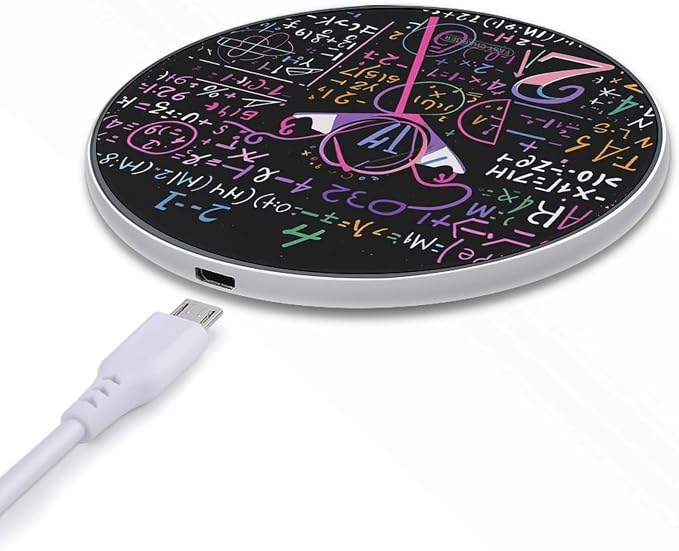 Math Formula Wireless Charger 10W Portable Fast Wireless Charging Pad Compatible with Phone Slim Charging Station Lightweight Charger Mat Charging Block for Travel Home Office