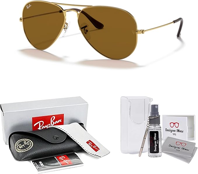 Ray-Ban RB3025 Metal Aviator Sunglasses For Men For Women +BUNDLE with ACCESSORY EYEWEAR KIT