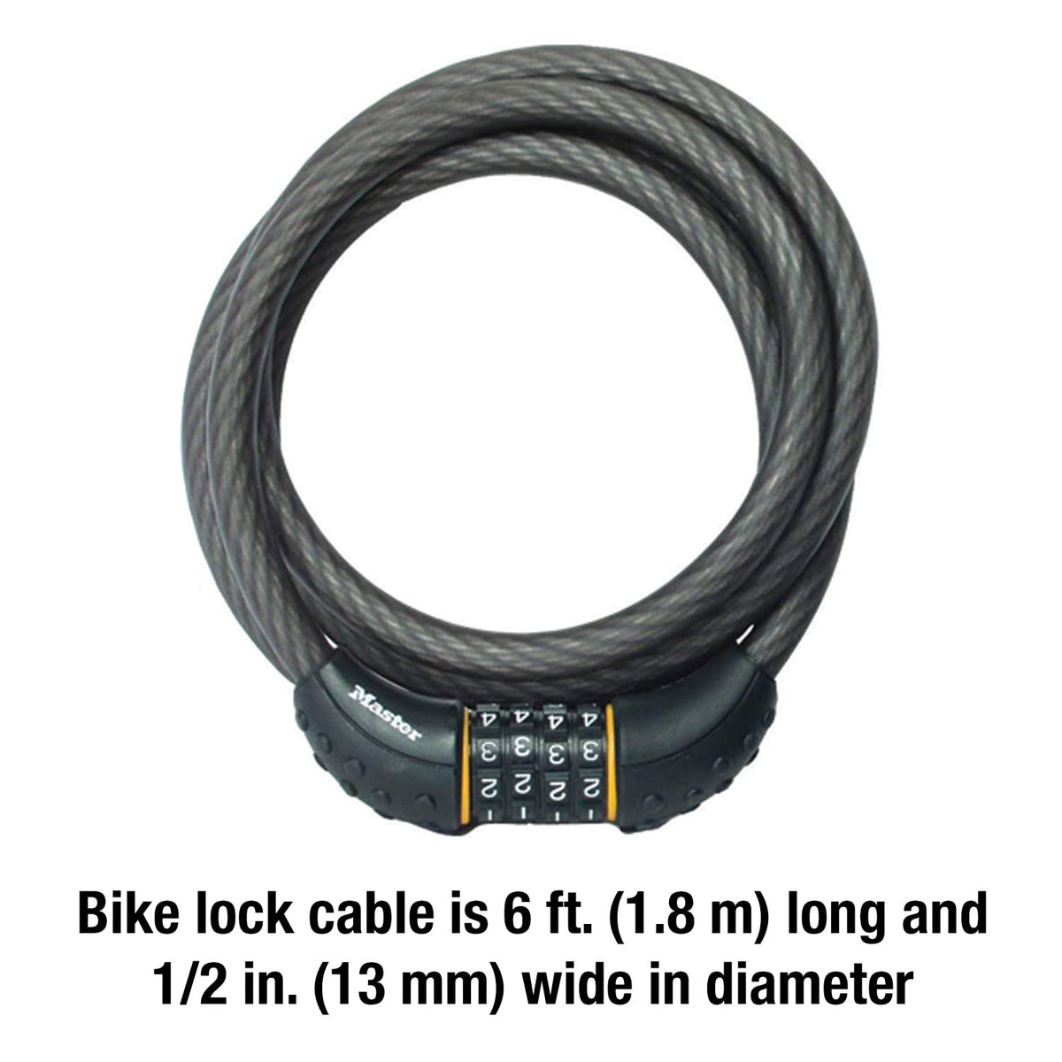 Master Lock Cable Lock, Set Your Own Combination BikeLock, 6 ft. Long, Black, 8122D (Pack of 144)
